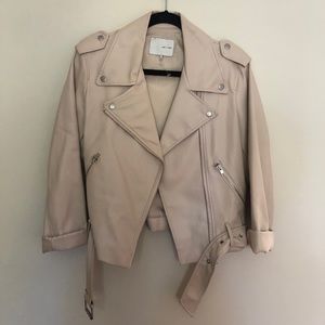 Oak + Fort Beige Boyfriend Moto Leather Jacket